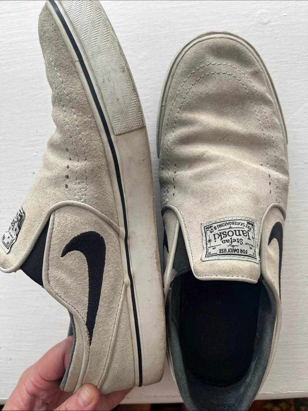 Nike Stefan Janoski Slip-On Loafers in White and Black